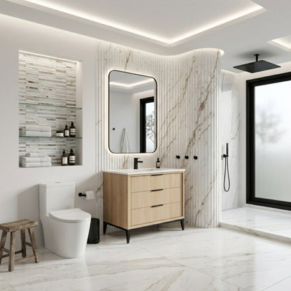 Divani 36" Oakwood Bathroom Vanity with Quartz Countertop