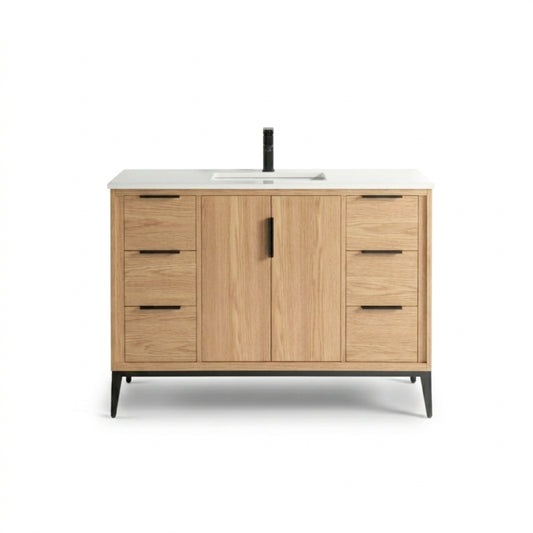 Divani 48'' Oakwood Vanity W/ Quartz Counter Top - Restock ETA Mid of Nov