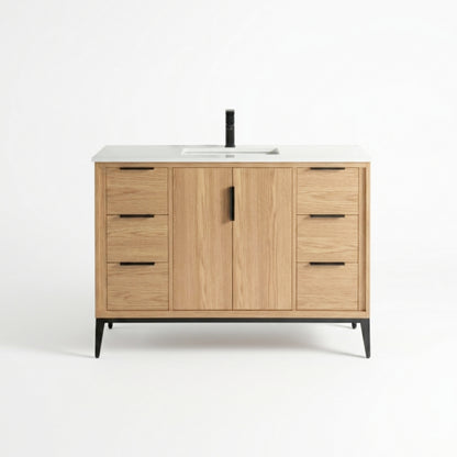 Divani 48'' Oakwood Vanity W/ Quartz Counter Top - Restock ETA Early Dec