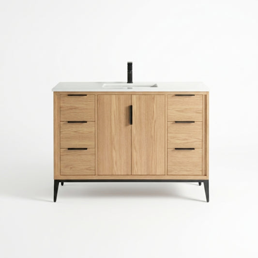 Divani 48'' Oakwood Vanity W/ Quartz Counter Top - Restock ETA Mid of Nov