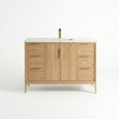 Divani 48'' Oakwood Vanity W/ Quartz Counter Top - Restock ETA Early Dec