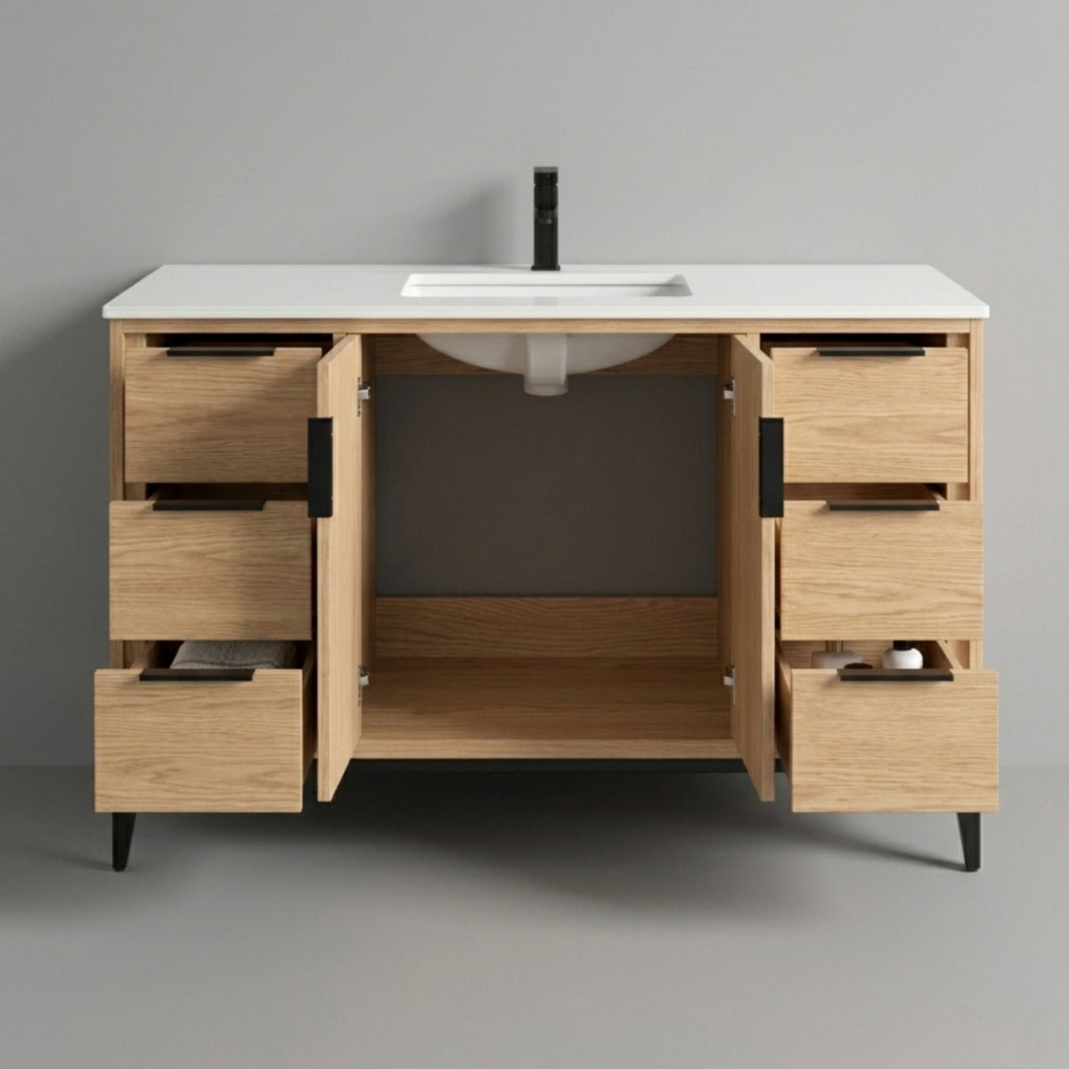 Divani 48'' Oakwood Vanity W/ Quartz Counter Top - Restock ETA Early Dec