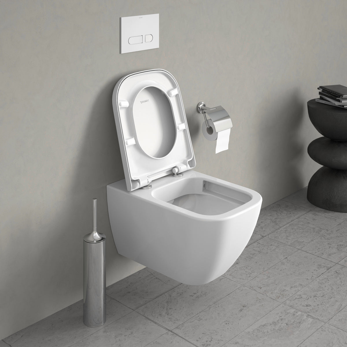 Duravit HAPPY Wall-Mounted Toilet Bowl w/ Soft Close Seat and Cover White