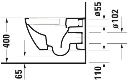 Duravit HAPPY Wall-Mounted Toilet Bowl w/ Soft Close Seat and Cover White