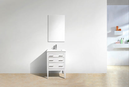 Eiffel 24" High Gloss White Vanity with Quartz Countertop