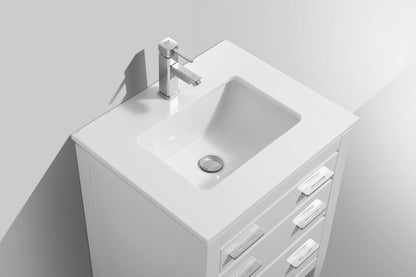 Eiffel 24" High Gloss White Vanity with Quartz Countertop