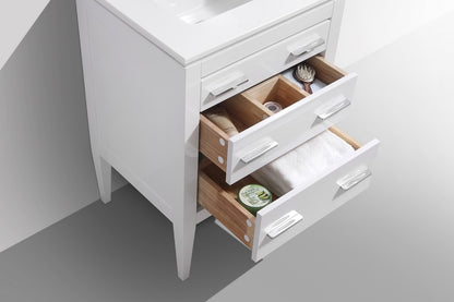Eiffel 24" High Gloss White Vanity with Quartz Countertop