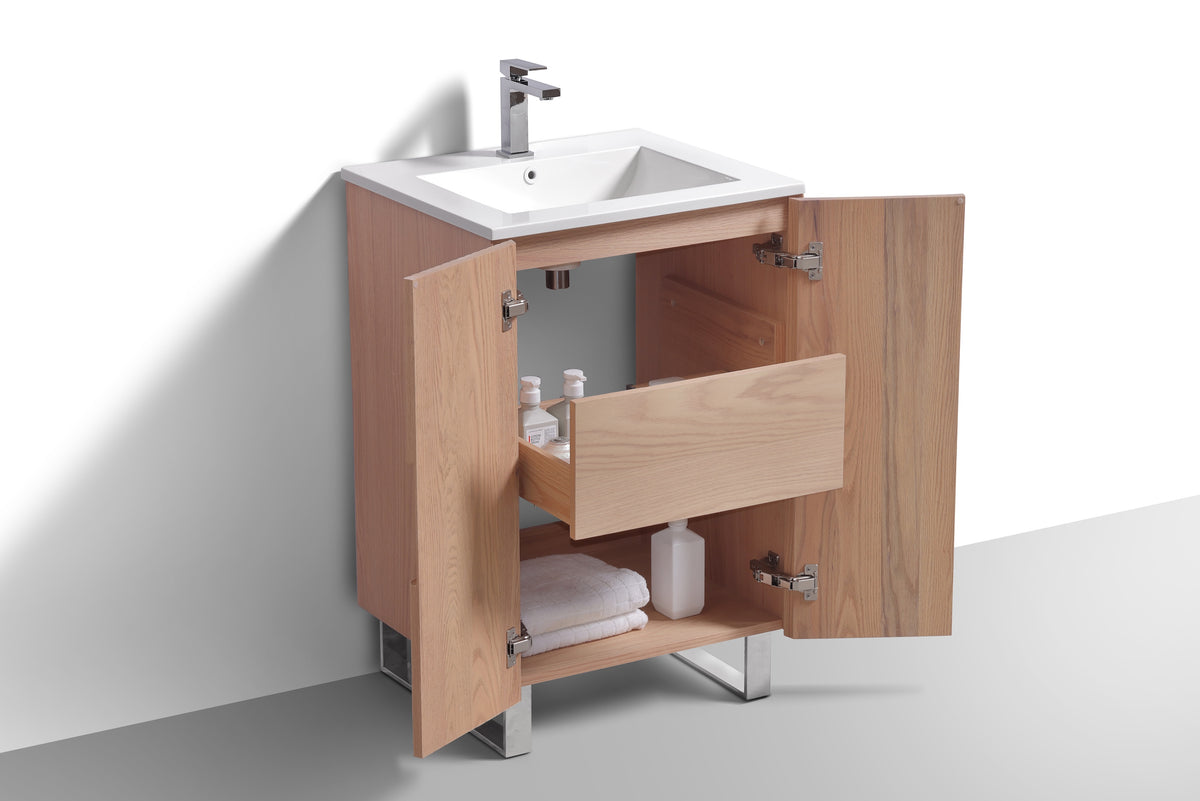 24'' Fiore Free Standing Bathroom Vanity - OAKWOOD - Restock ETA Mid Dec