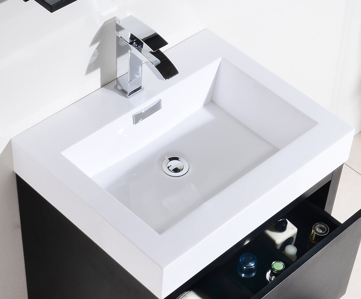 Bliss 24" Black Floor Mount Modern Bathroom Vanity - Restock ETA Late Oct