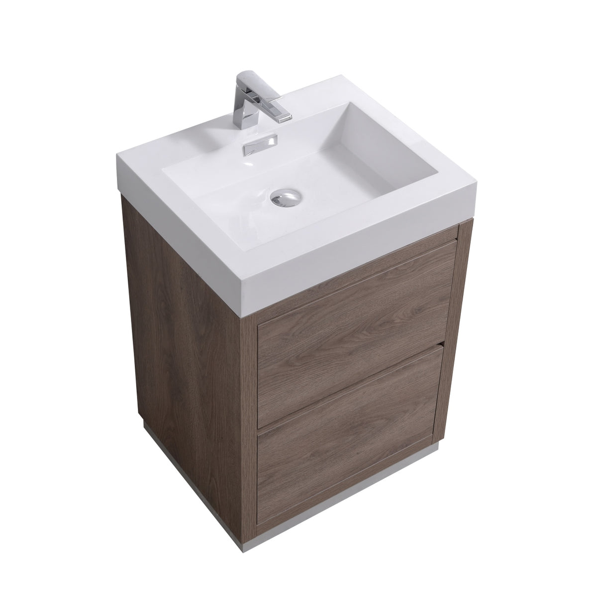 Bliss 24" Floor-Mount Modern Bathroom Vanity - Butternut