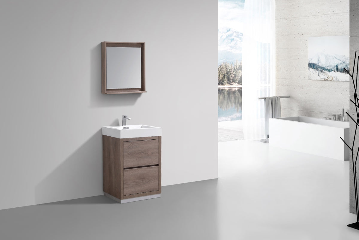 Bliss 24" Floor-Mount Modern Bathroom Vanity - Butternut