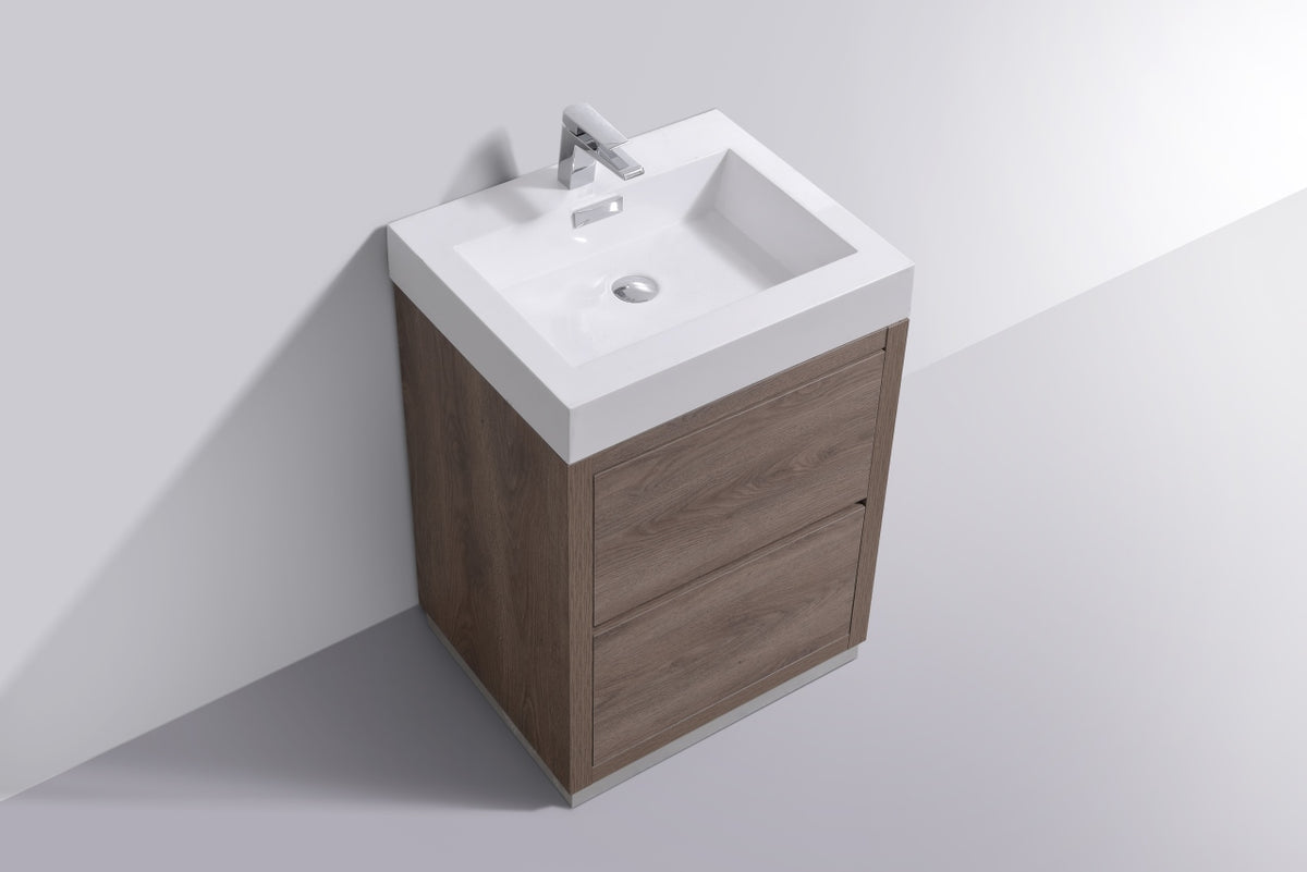 Bliss 24" Floor-Mount Modern Bathroom Vanity - Butternut