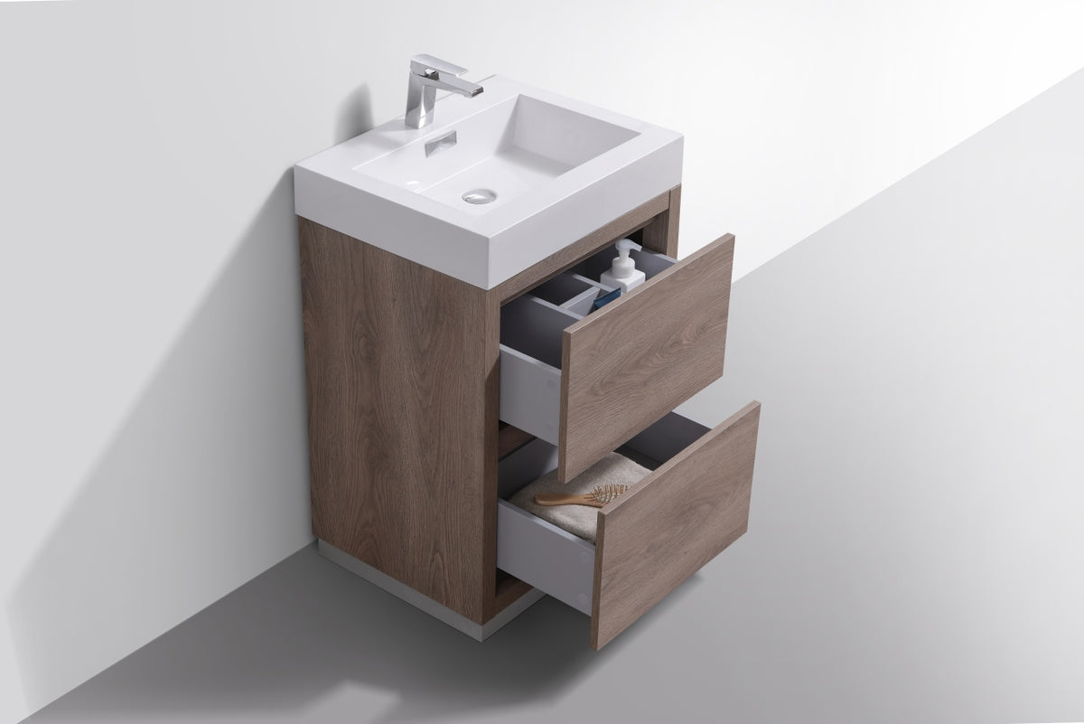 Bliss 24" Floor-Mount Modern Bathroom Vanity - Butternut