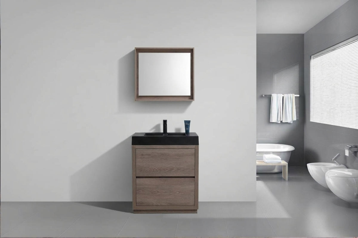 Bliss 24" Floor-Mount Modern Bathroom Vanity - Butternut