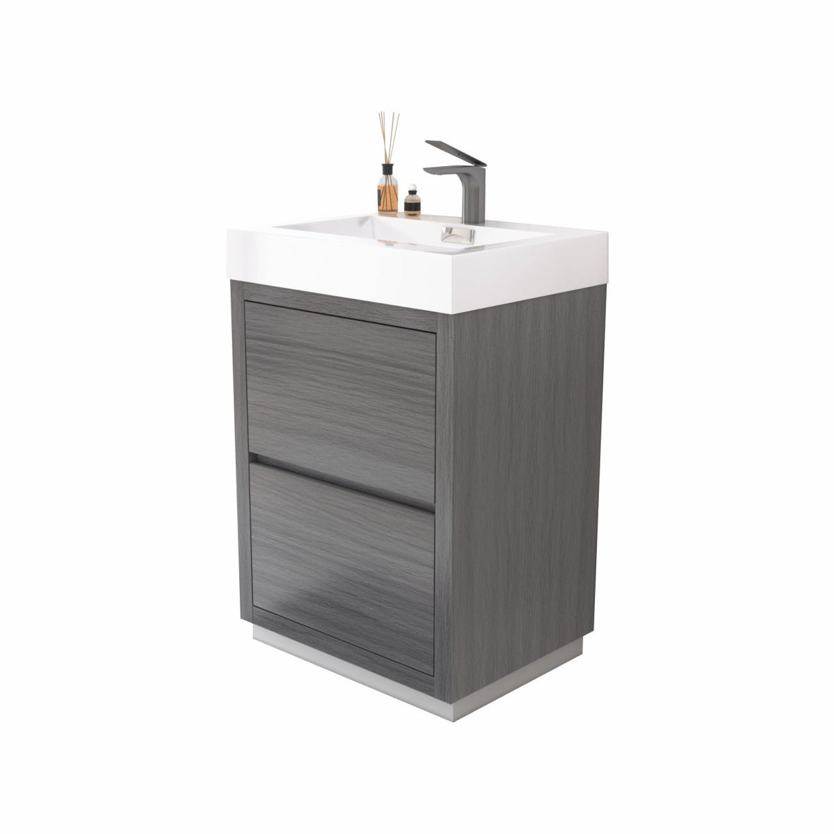 Bliss 24" Floor-Mount Modern Bathroom Vanity - Vulcan Ash Grey