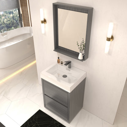 Bliss 24" Floor-Mount Modern Bathroom Vanity - Vulcan Ash Grey