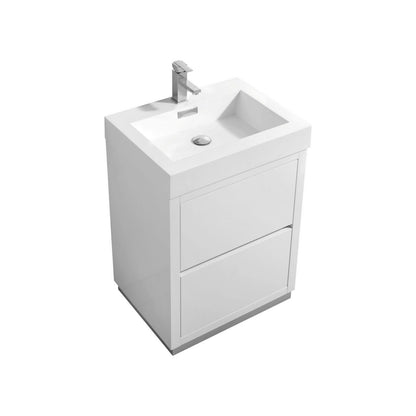 Bliss 24" Modern Floor Mount Bathroom Vanity – High Gloss White