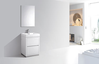 Bliss 24" Modern Floor Mount Bathroom Vanity – High Gloss White