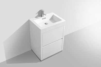 Bliss 24" Modern Floor Mount Bathroom Vanity – High Gloss White