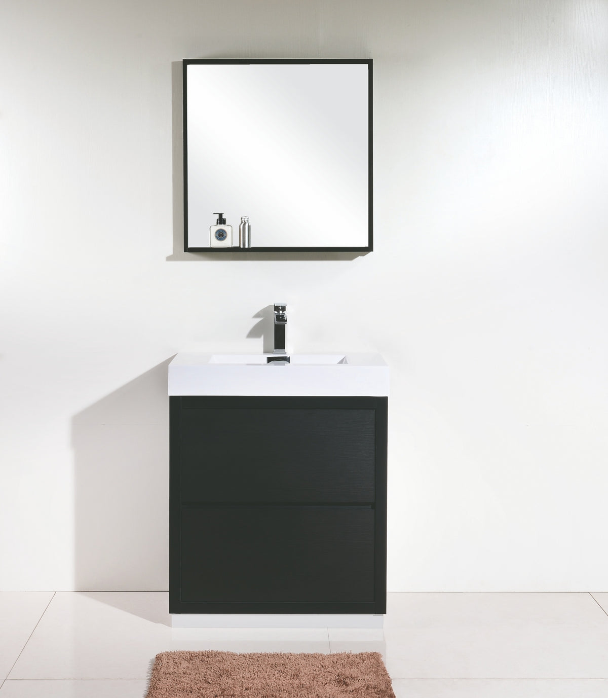 Bliss 30" Black Floor Mount Modern Bathroom Vanity