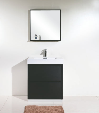 Bliss 30" Black Floor Mount Modern Bathroom Vanity