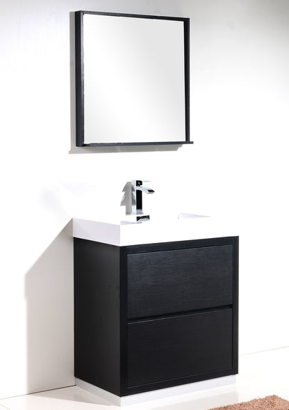 Bliss 30" Black Floor Mount Modern Bathroom Vanity