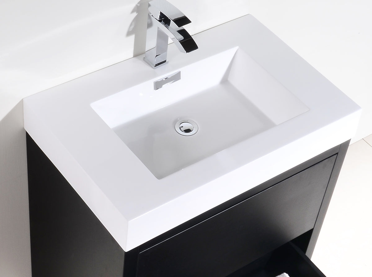 Bliss 30" Black Floor Mount Modern Bathroom Vanity