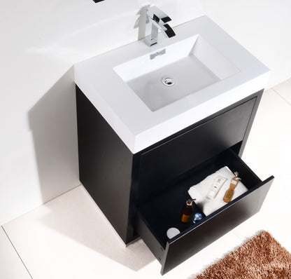 Bliss 30" Black Floor Mount Modern Bathroom Vanity