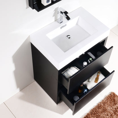 Bliss 30" Black Floor Mount Modern Bathroom Vanity