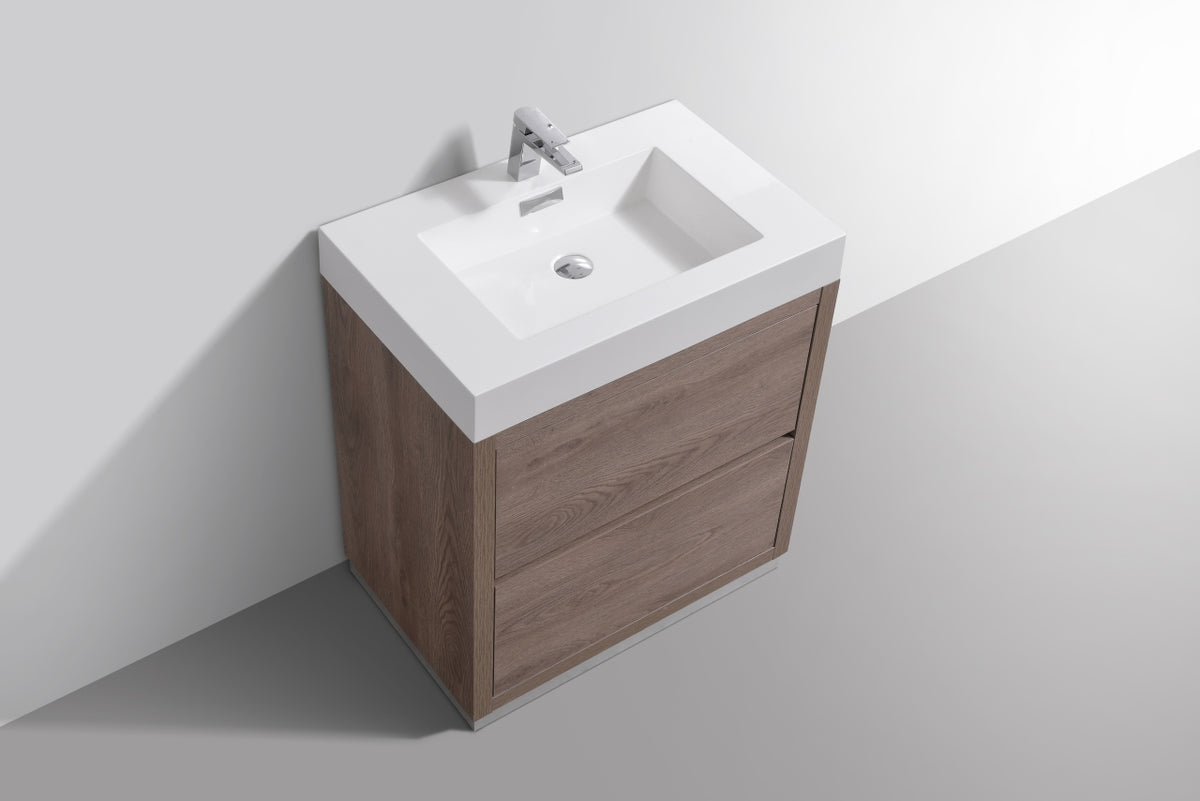 Bliss 30" Floor-Mount Modern Bathroom Vanity - Butternut - Restock ETA Late Oct