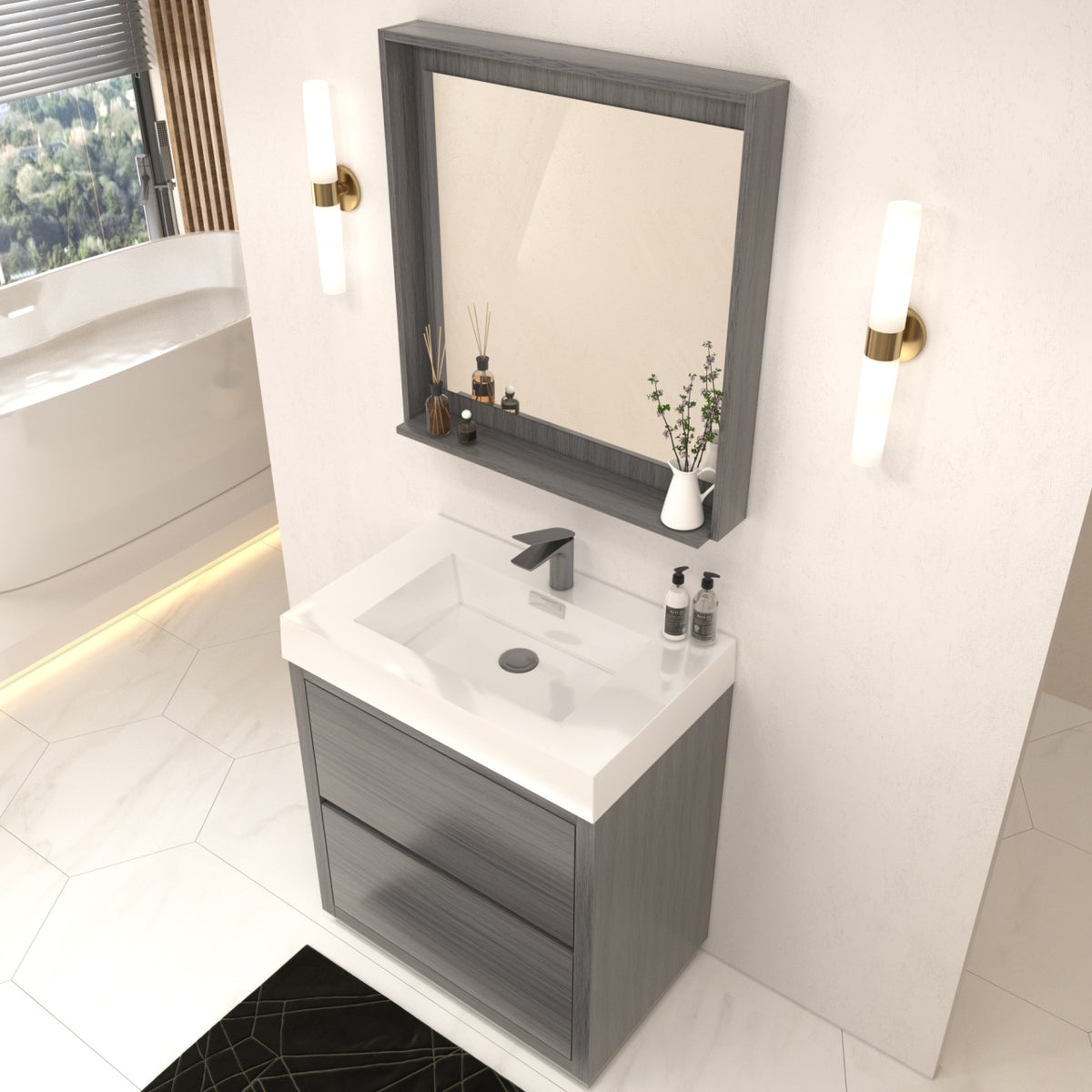Bliss 30" Vulcan Ash Grey Floor Mount Modern Bathroom Vanity - Restock ETA Mid of Nov