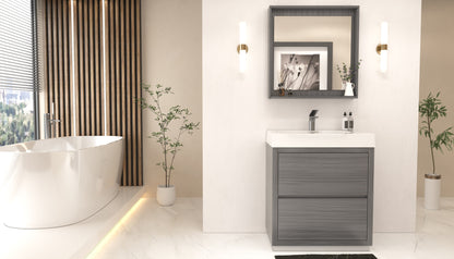 Bliss 30" Vulcan Ash Grey Floor Mount Modern Bathroom Vanity - Restock ETA Mid of Nov