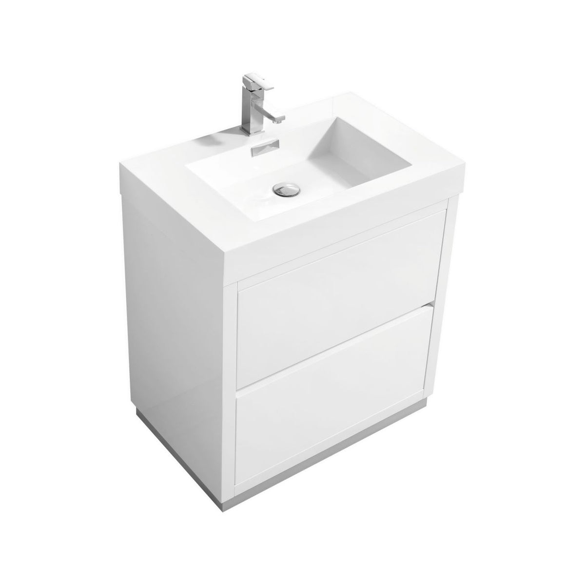 Bliss 30" Modern Floor Mount Bathroom Vanity – High Gloss White