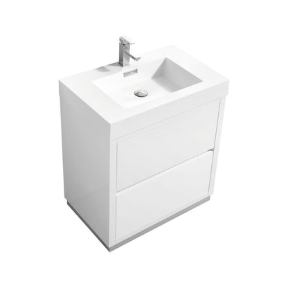 Bliss 30" Modern Floor Mount Bathroom Vanity – High Gloss White