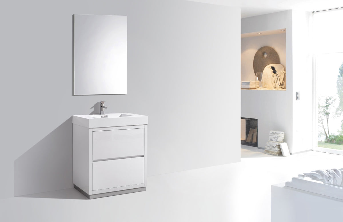 Bliss 30" Modern Floor Mount Bathroom Vanity – High Gloss White
