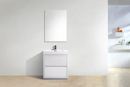 Bliss 30" Modern Floor Mount Bathroom Vanity – High Gloss White