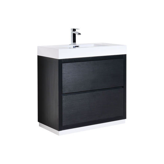 Bliss 36" Floor-Mount Modern Bathroom Vanity - Wood Black
