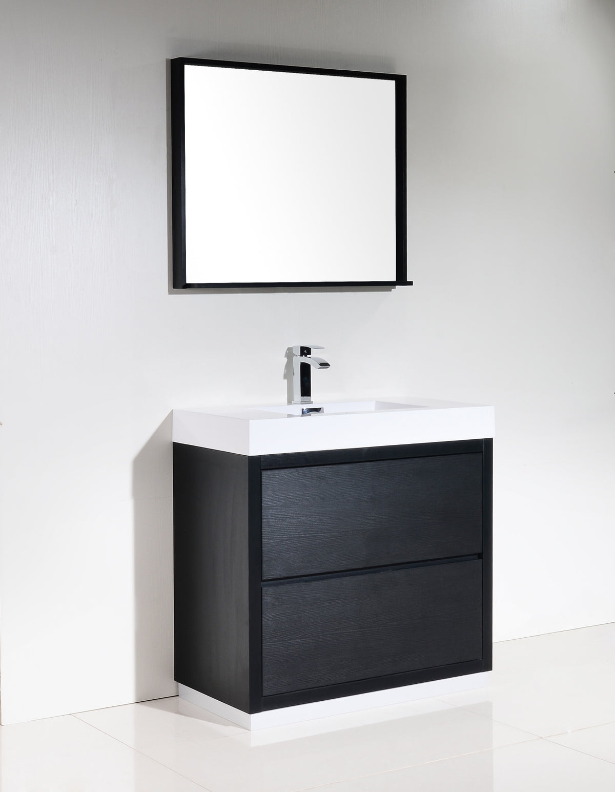 Bliss 36" Floor-Mount Modern Bathroom Vanity - Wood Black
