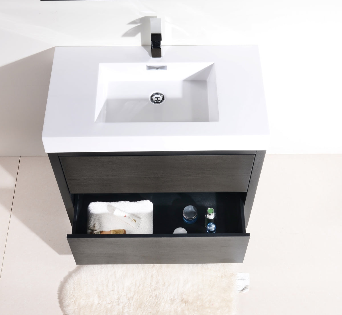 Bliss 36" Floor-Mount Modern Bathroom Vanity - Wood Black