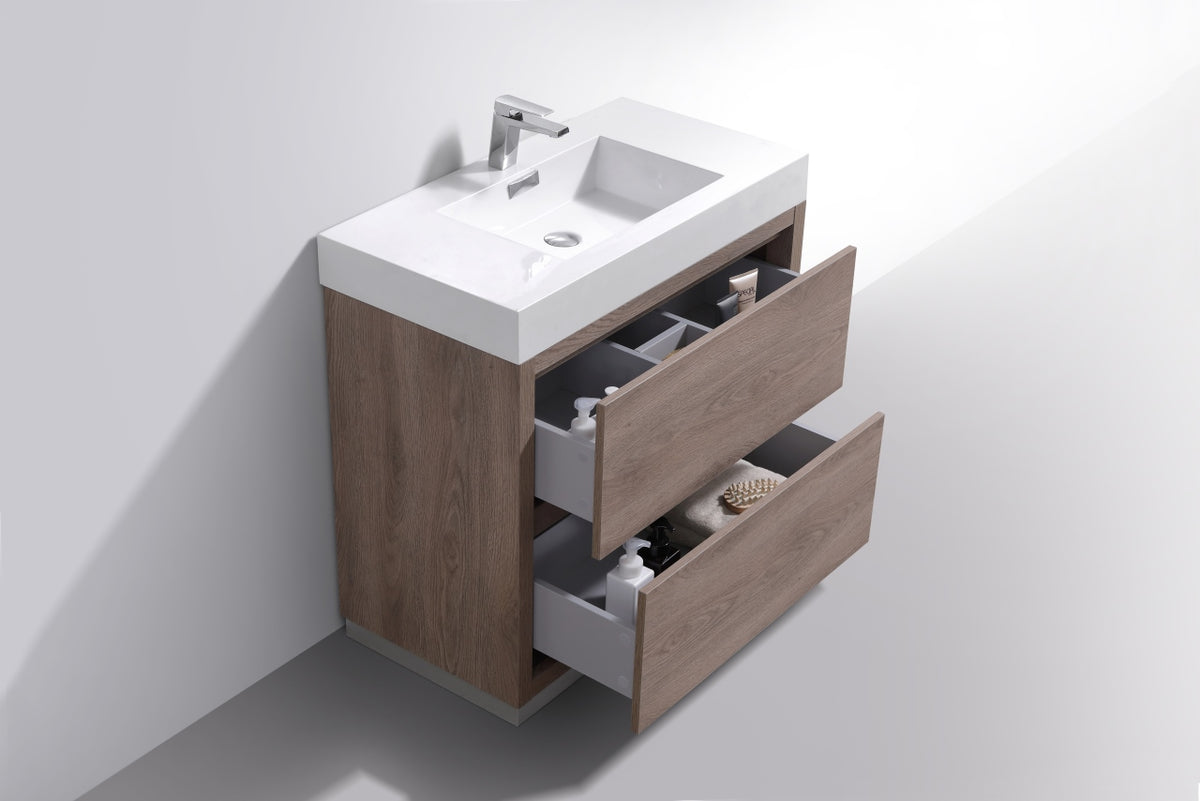 Bliss 36" Floor-Mount Modern Bathroom Vanity - Butternut - Restock ETA Late Oct