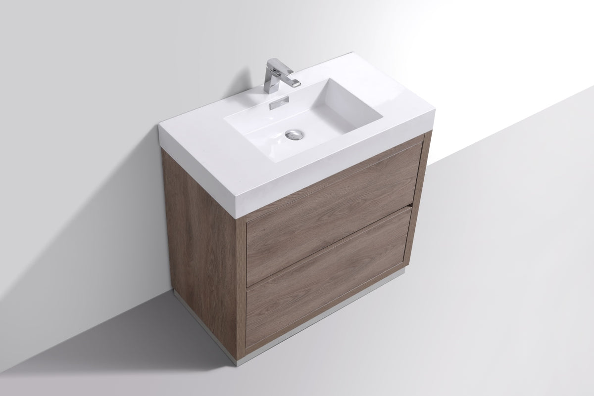 Bliss 36" Floor-Mount Modern Bathroom Vanity - Butternut - Restock ETA Late Oct