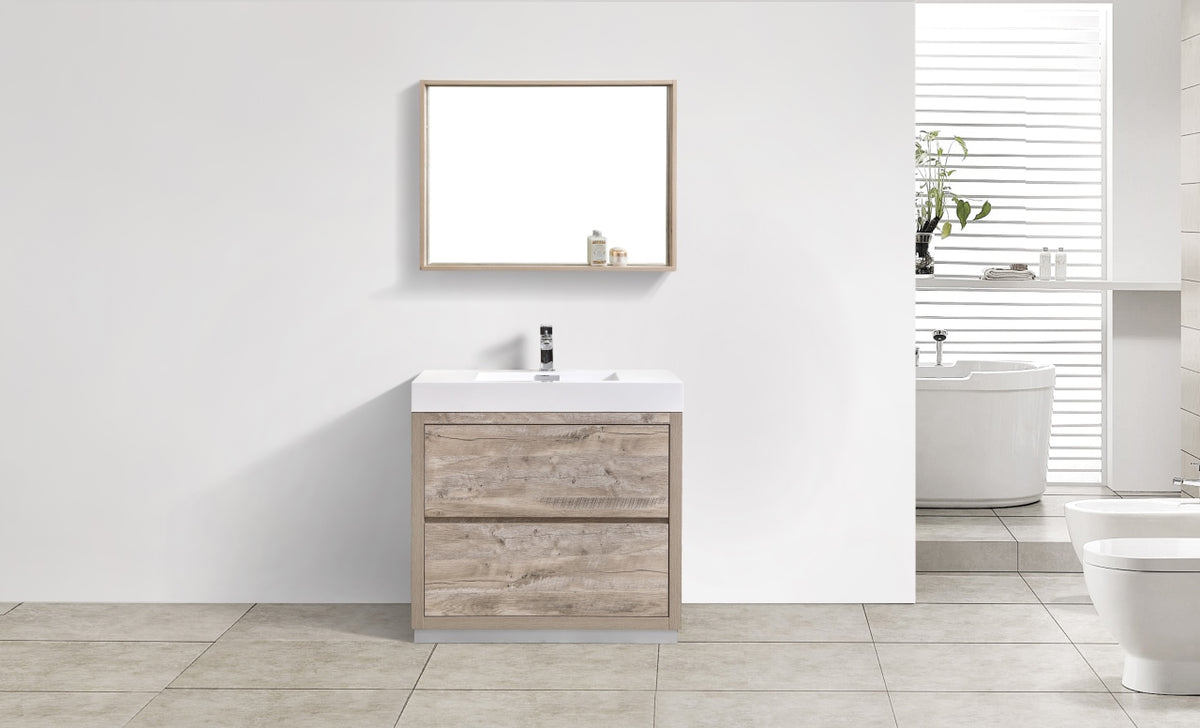Bliss 36" Nature Wood Floor Mount Modern Bathroom Vanity
