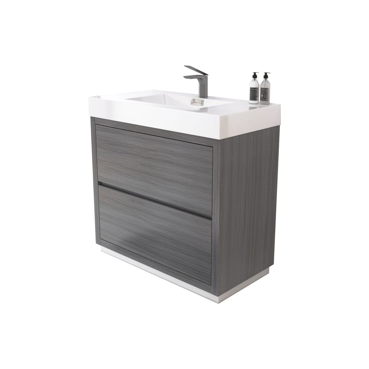 Bliss 36" Floor-Mount Modern Bathroom Vanity - Vulcan Ash Grey
