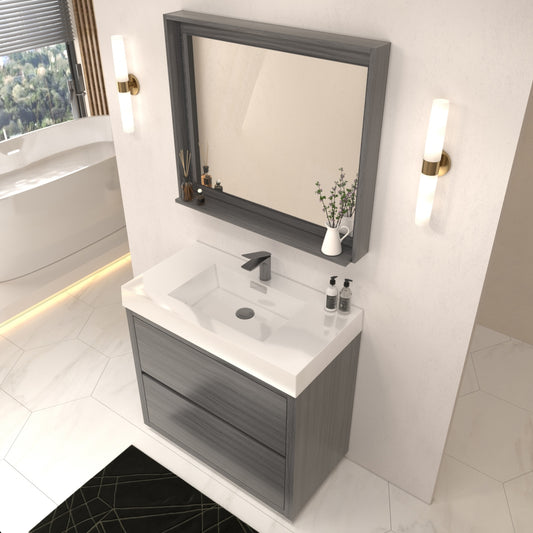 Bliss 36" Floor-Mount Modern Bathroom Vanity - Vulcan Ash Grey