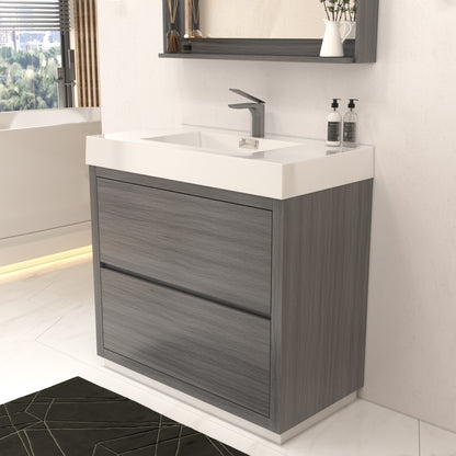 Bliss 36" Floor-Mount Modern Bathroom Vanity - Vulcan Ash Grey