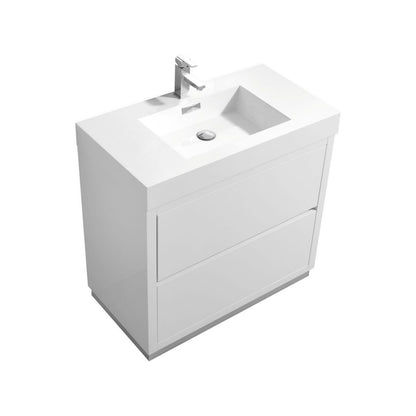 Bliss 36" Modern Floor Mount Bathroom Vanity – High Gloss White