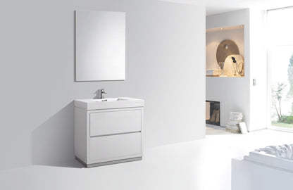Bliss 36" Modern Floor Mount Bathroom Vanity – High Gloss White