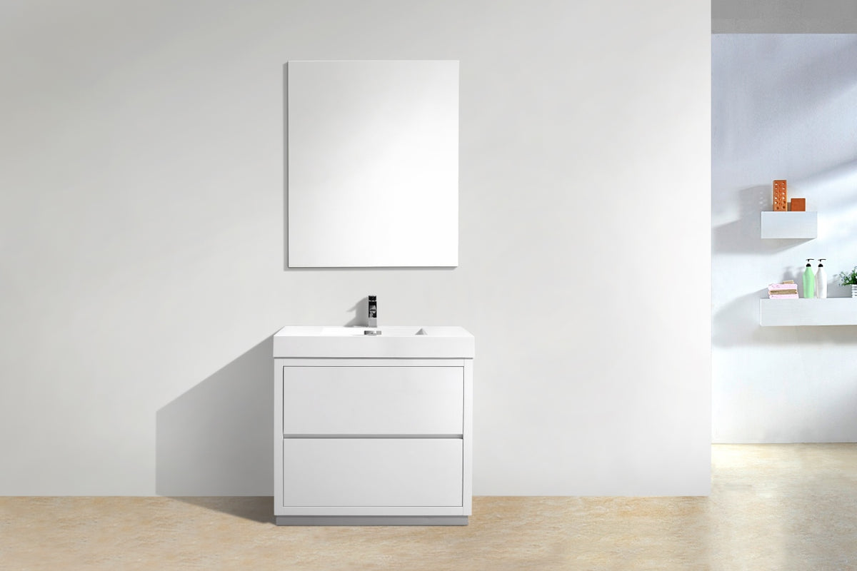 Bliss 36" Modern Floor Mount Bathroom Vanity – High Gloss White