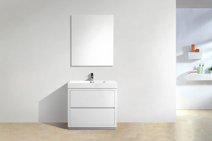 Bliss 36" Modern Floor Mount Bathroom Vanity – High Gloss White