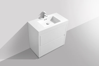 Bliss 36" Modern Floor Mount Bathroom Vanity – High Gloss White
